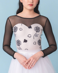 【人気アイテム】Leotard Long Sleeve『Rose(white)』