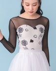 【人気アイテム】Leotard Long Sleeve『Rose(white)』