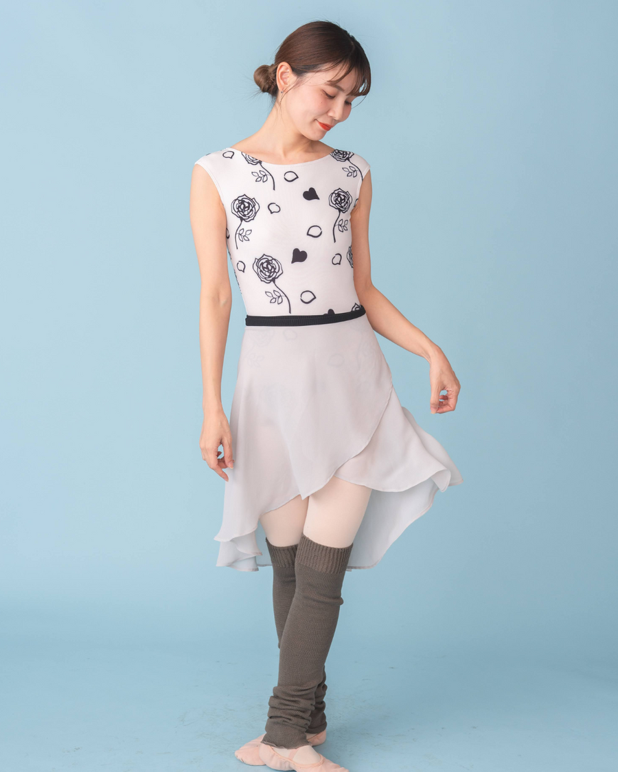 【人気アイテム】Leotard No Sleeve『Rose（white）』