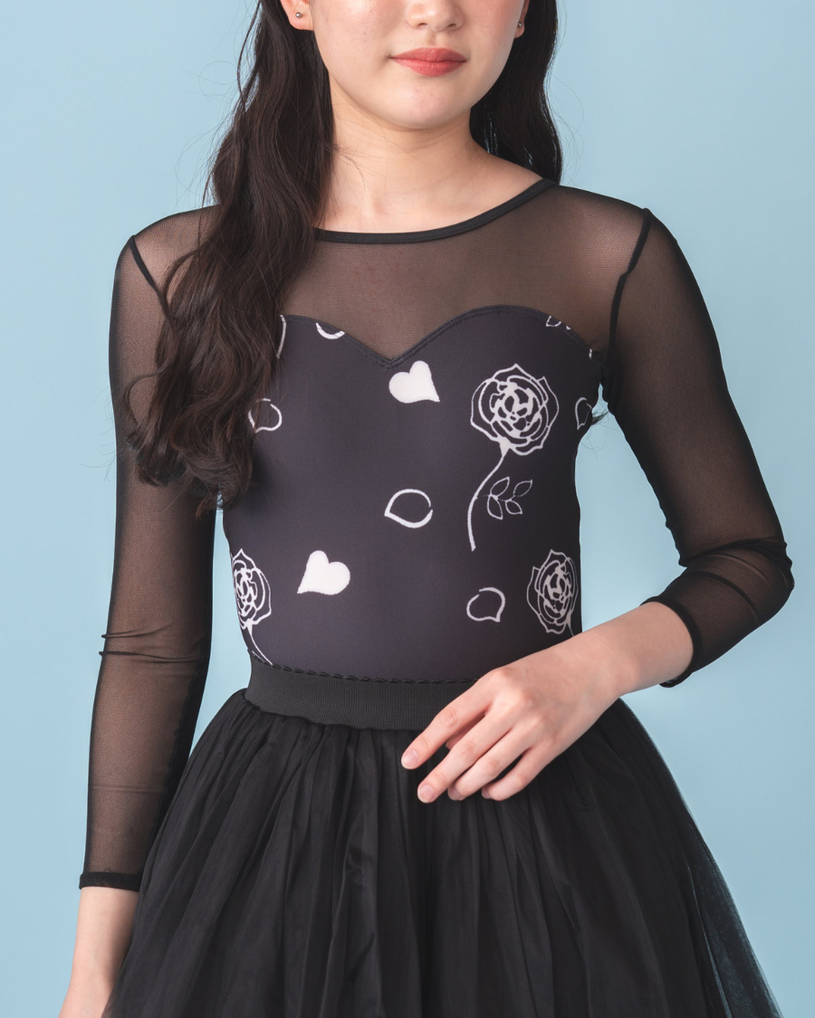 【人気アイテム】Leotard Long Sleeve『Rose（black）』