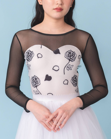 【人気アイテム】Leotard Long Sleeve『Rose（white）』